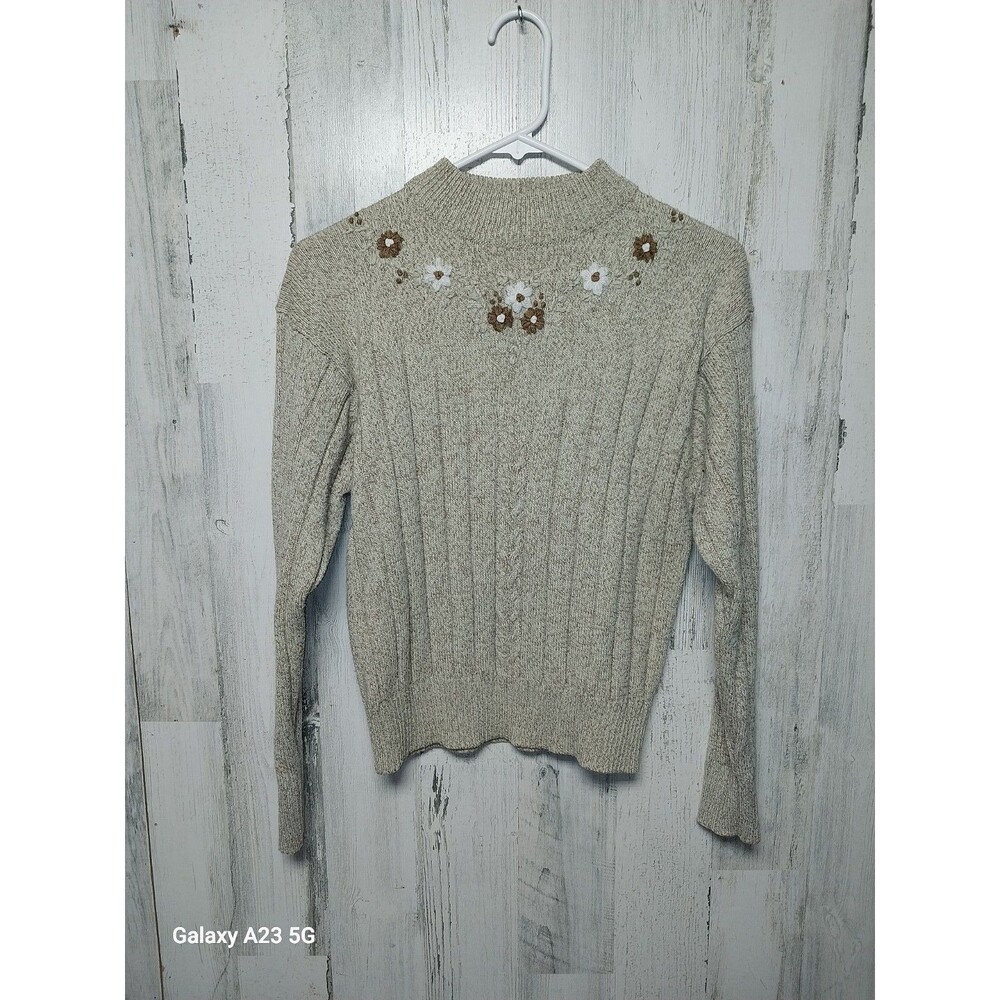Classique Knit Wear Sweater Vintage Embroidered 14/16 Beige Floral